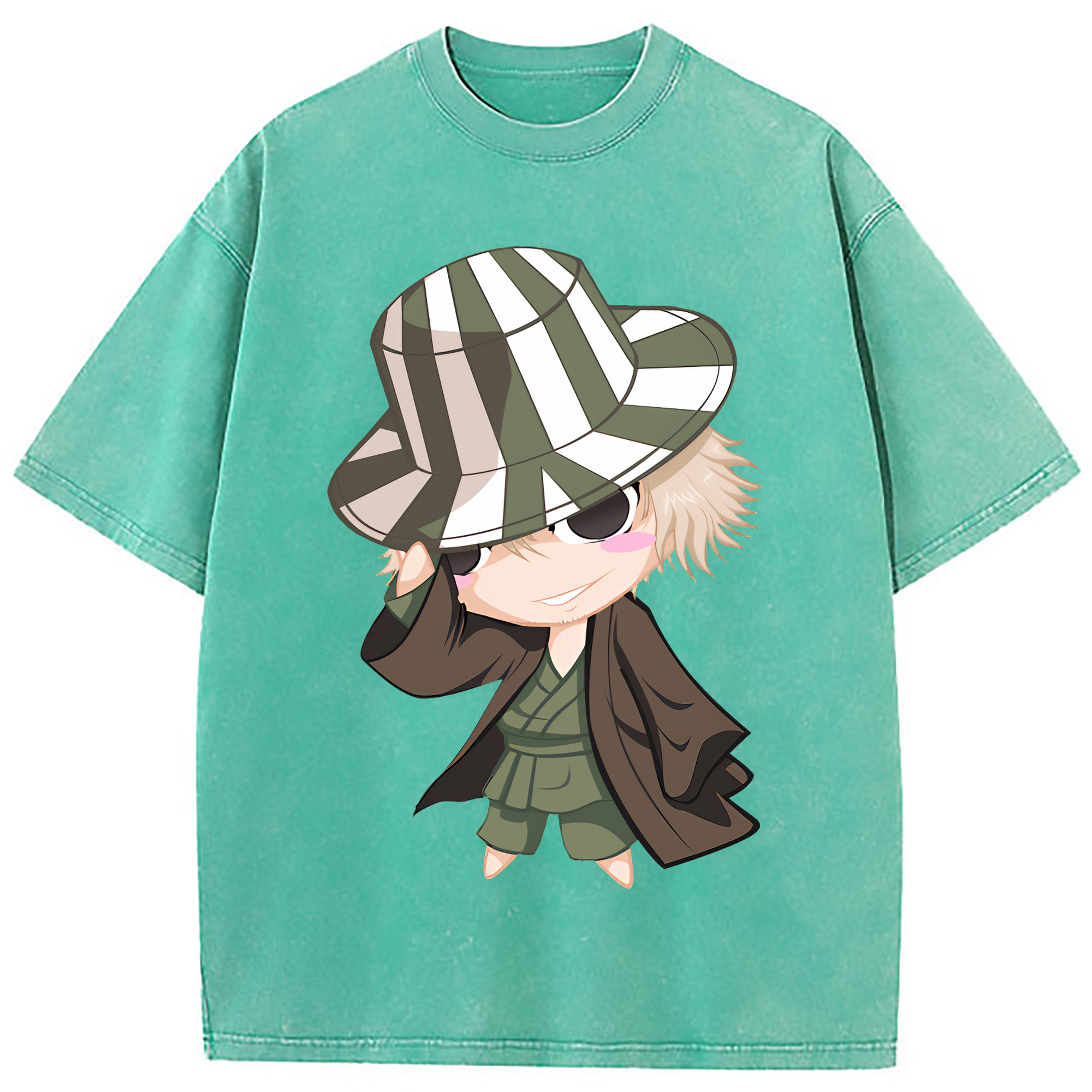 （画像用） "ブリーチ 浦原 喜助（うらはら きすけ） BLEACH Urahara Kisuke " 綿100% ヴィンテージ風 半袖Tシャツ（フロントプリント）
